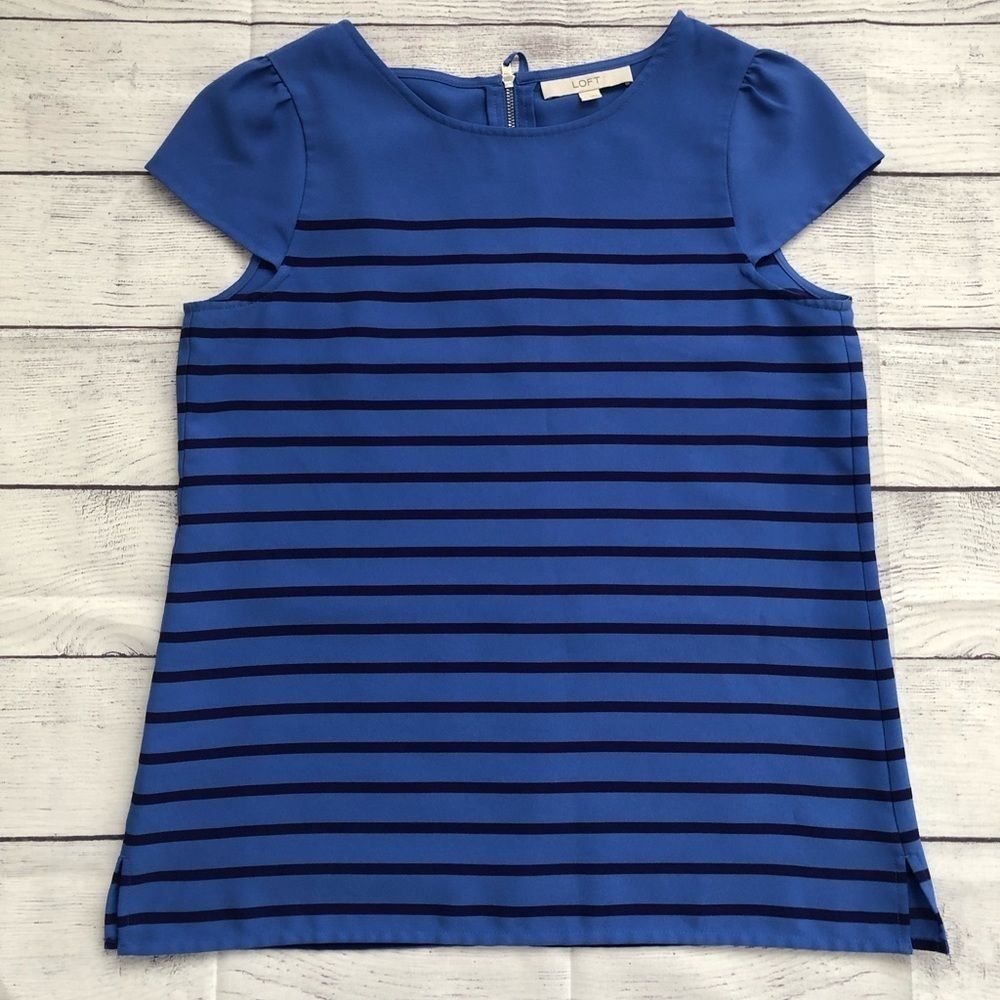 ANN taylor loft periwinkle blue stripe top